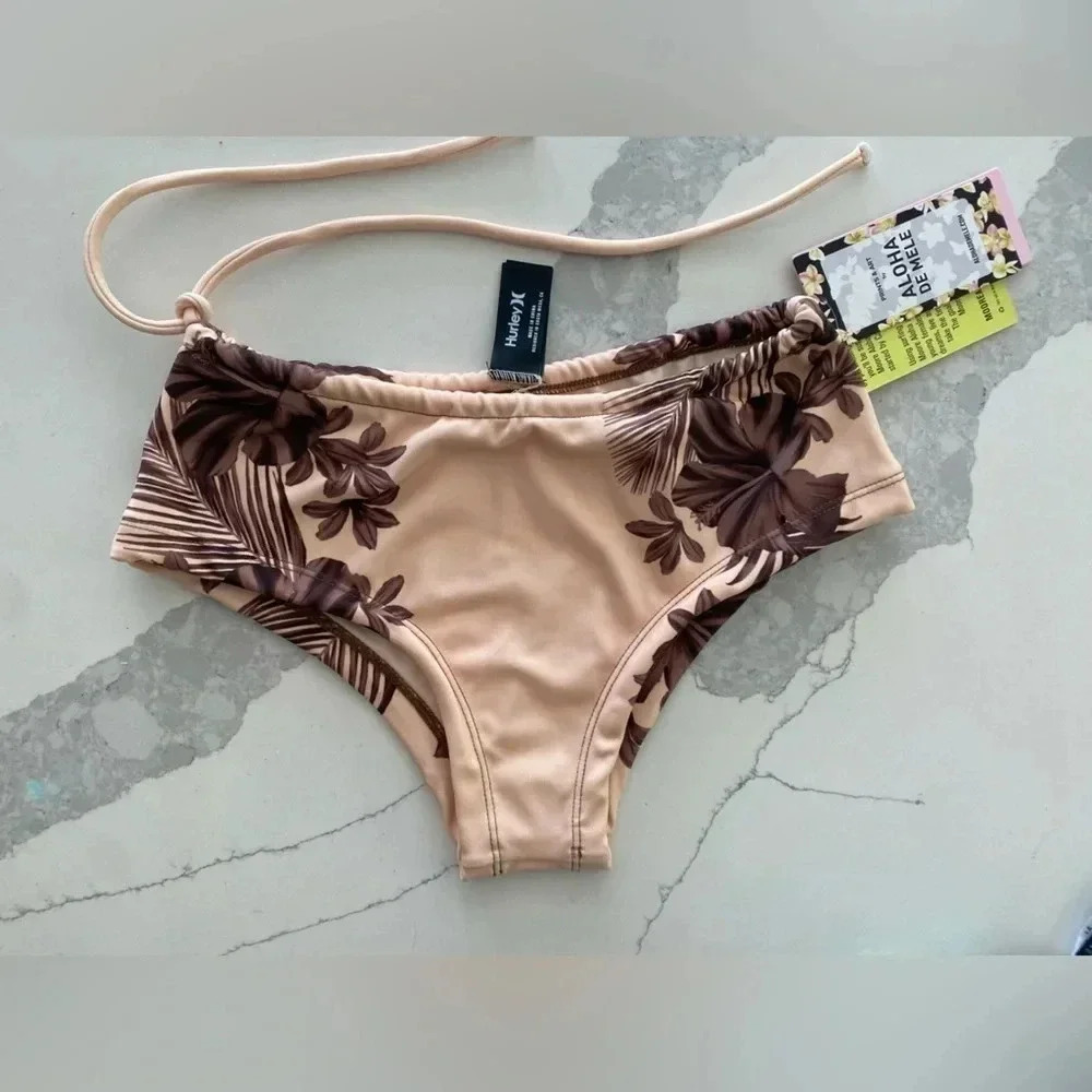 Hurley Adjustable 2-Piece Hawaiian Lei Max Top (S) Bottom (XS) Bikini Set NWT - Picture 8 of 9